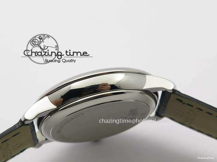 0205 Flexible De Ville MK 1:1 Best Edition SS White Dial On Black Leather Asian Seagull T1701 (Sec@6) 8244